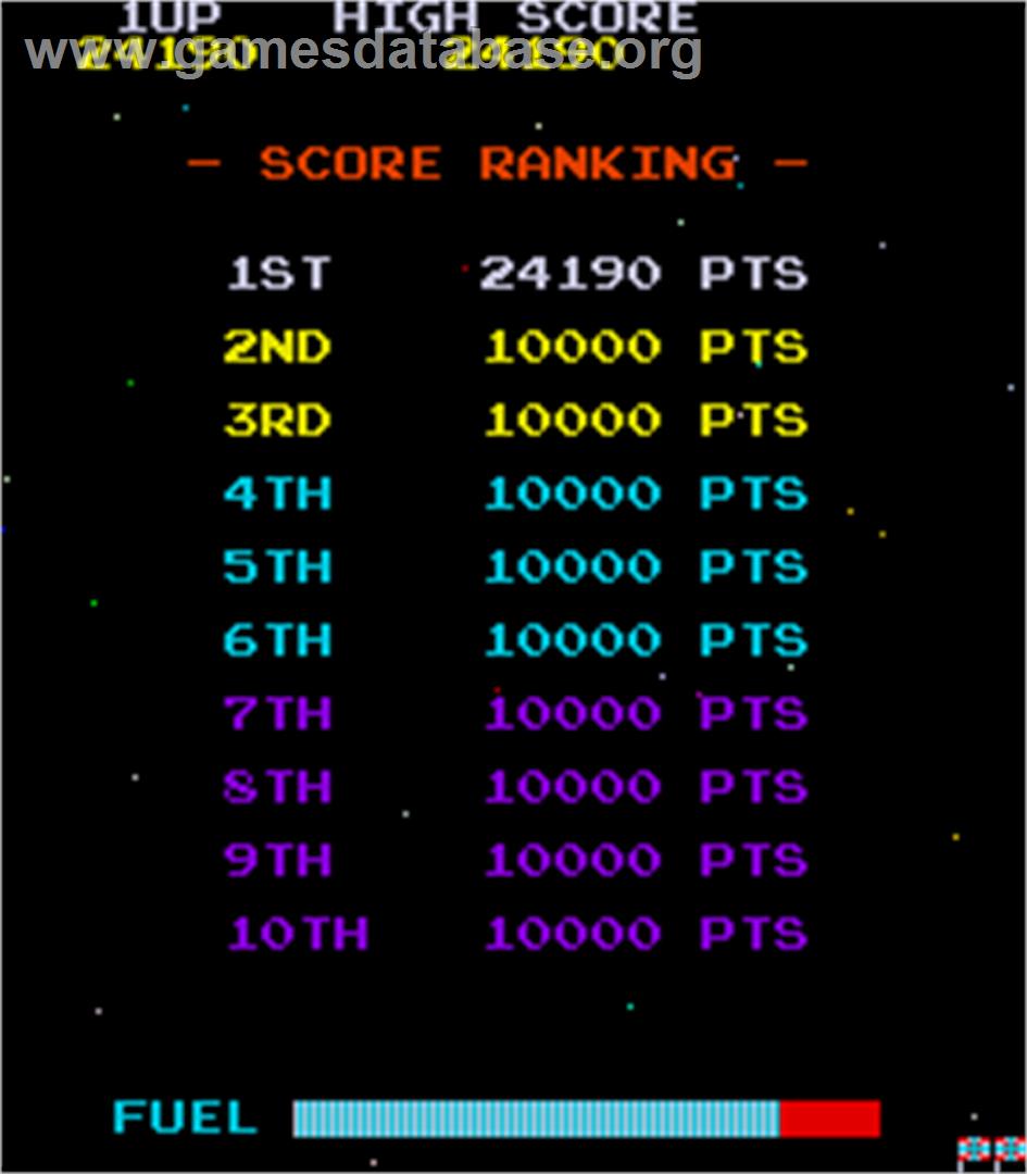 Scramble - Arcade - Artwork - High Score Screen