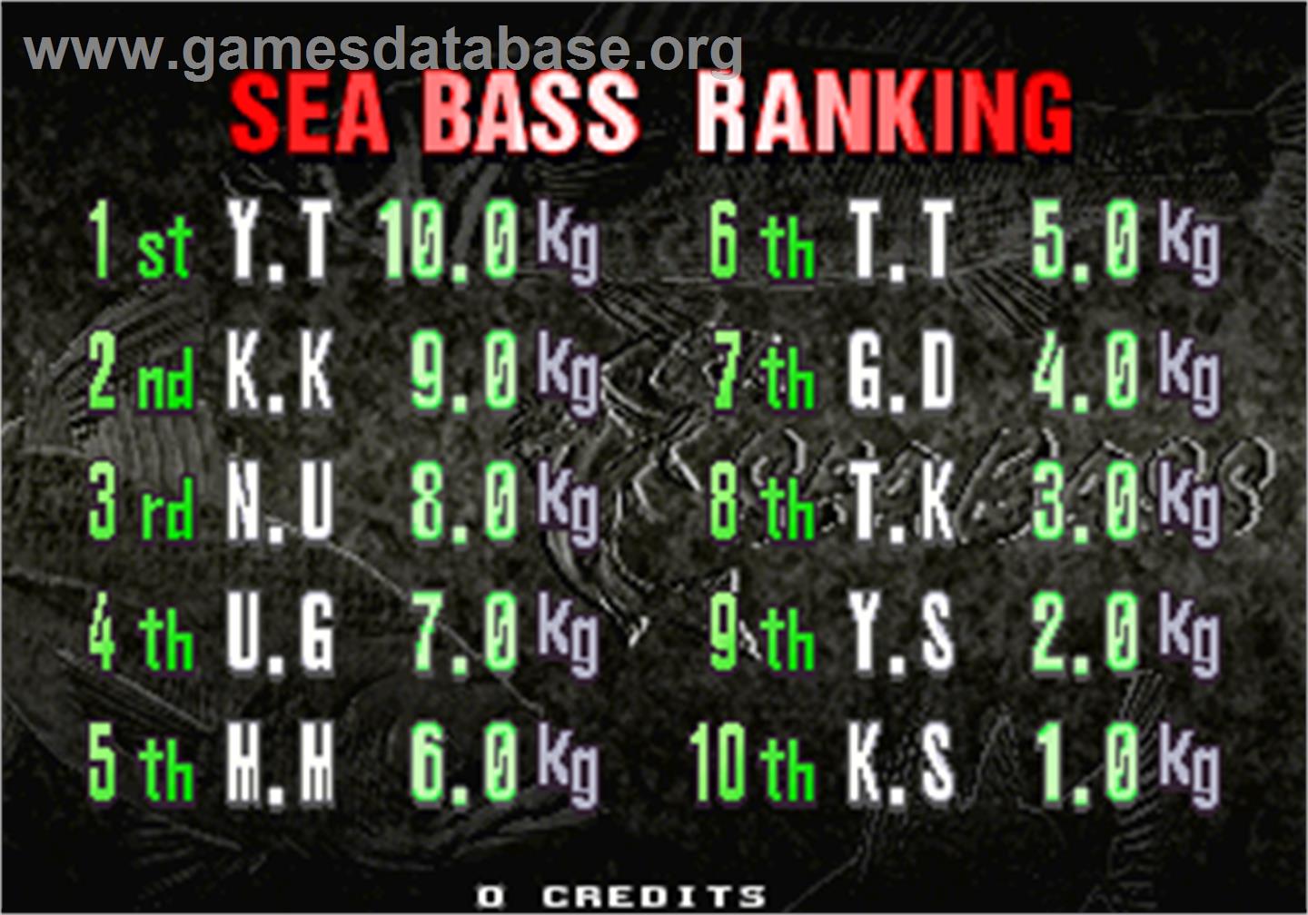Sea Bass Fishing - Arcade - Artwork - High Score Screen