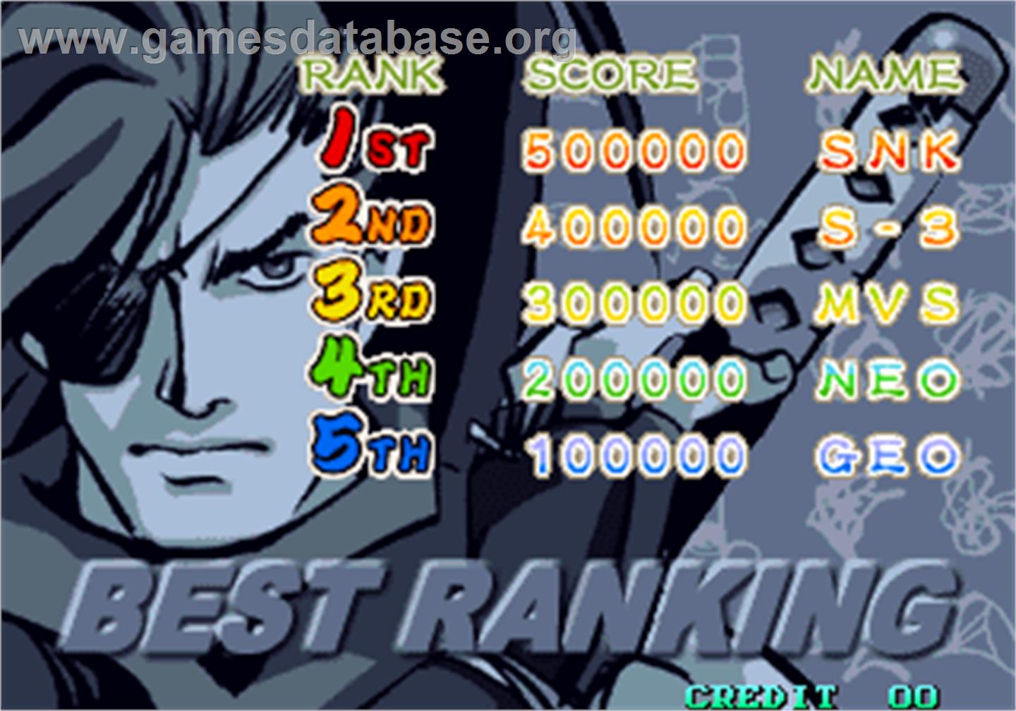 Sengoku 3 / Sengoku Densho 2001 - Arcade - Artwork - High Score Screen