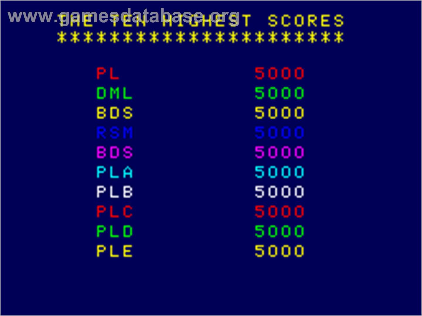 Shark Attack - Arcade - Artwork - High Score Screen