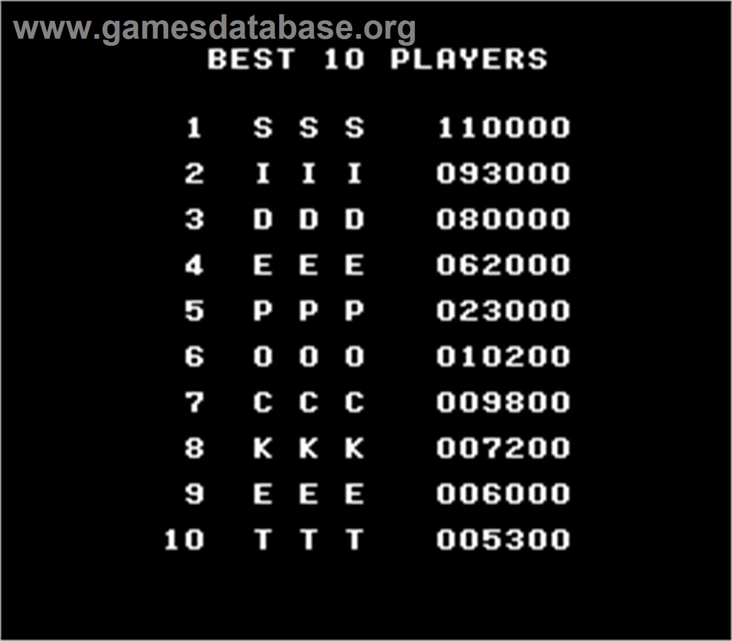 Side Pocket - Arcade - Artwork - High Score Screen