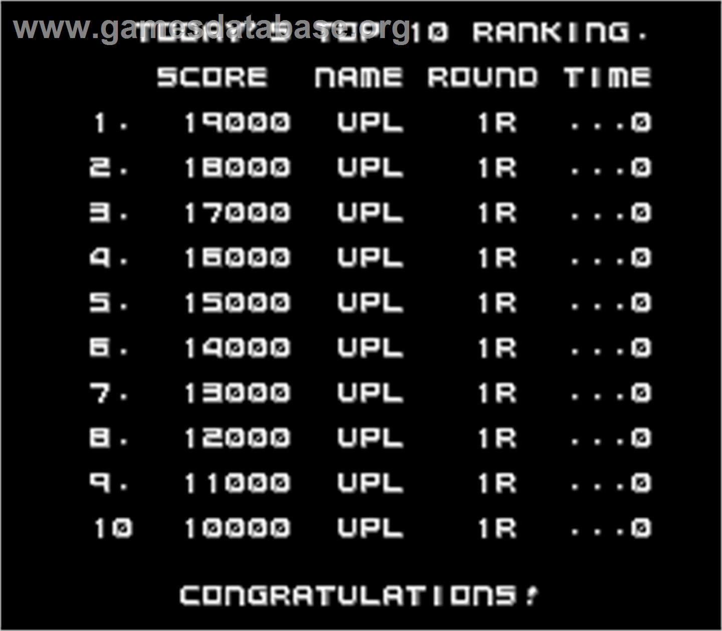 Space Battle Ship Gomorrah - Arcade - Artwork - High Score Screen