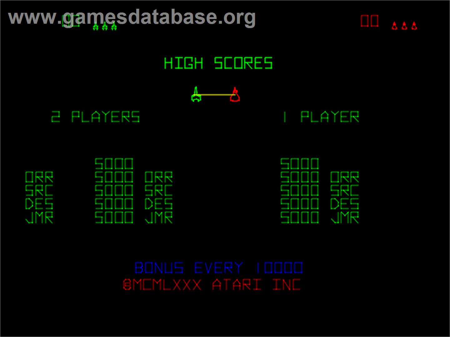 Space Duel - Arcade - Artwork - High Score Screen