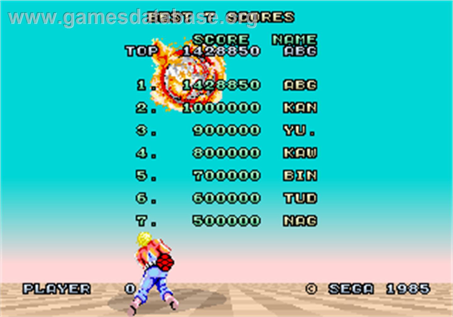 Space Harrier - Arcade - Artwork - High Score Screen