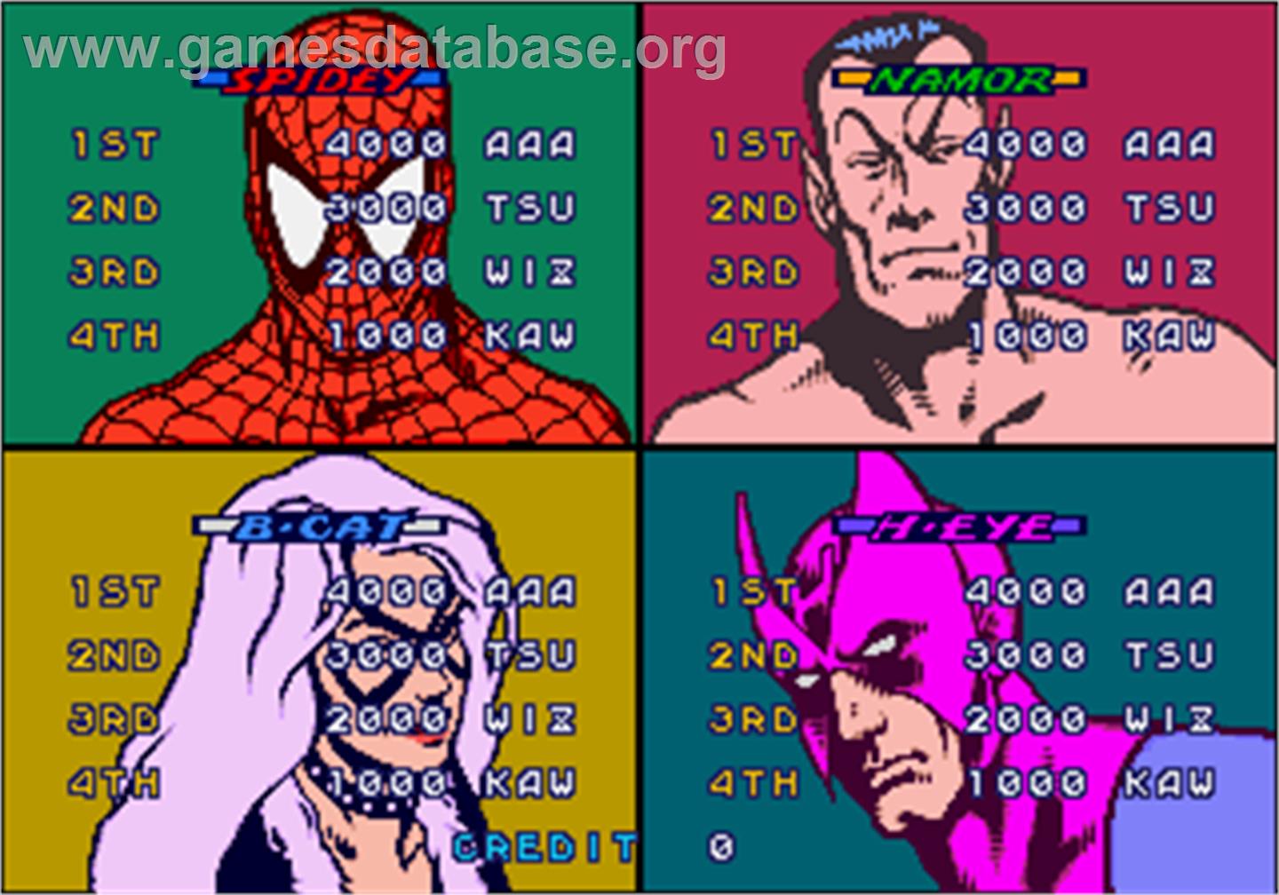 Spider-Man: The Videogame - Arcade - Artwork - High Score Screen
