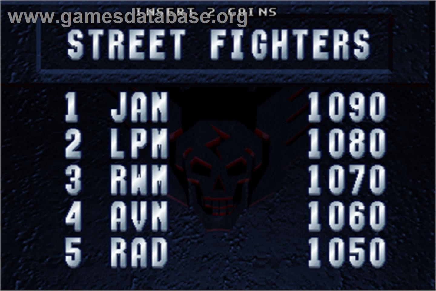 Street Fighter: The Movie - Arcade - Artwork - High Score Screen