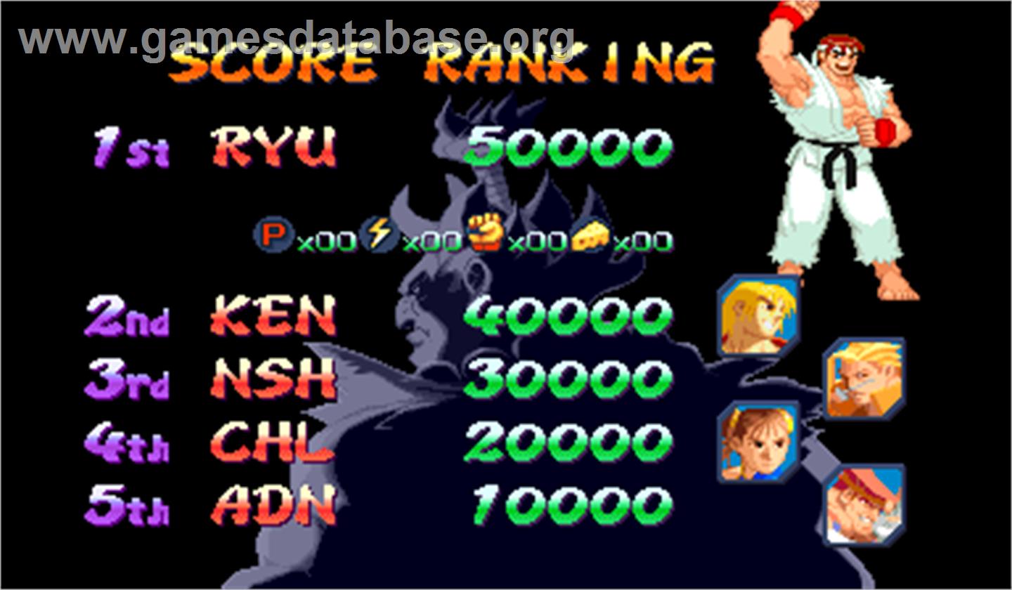 Street Fighter Alpha 2 - Arcade - Artwork - High Score Screen
