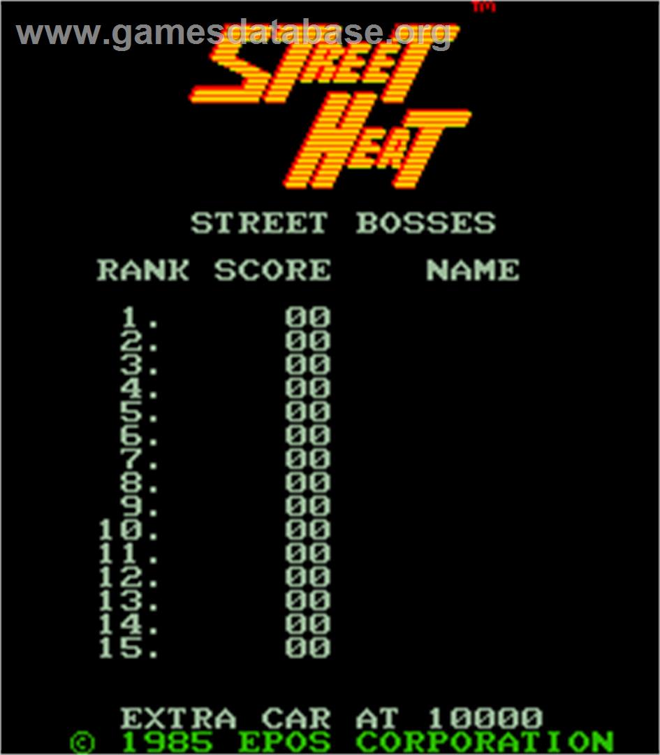 Street Heat - Arcade - Artwork - High Score Screen
