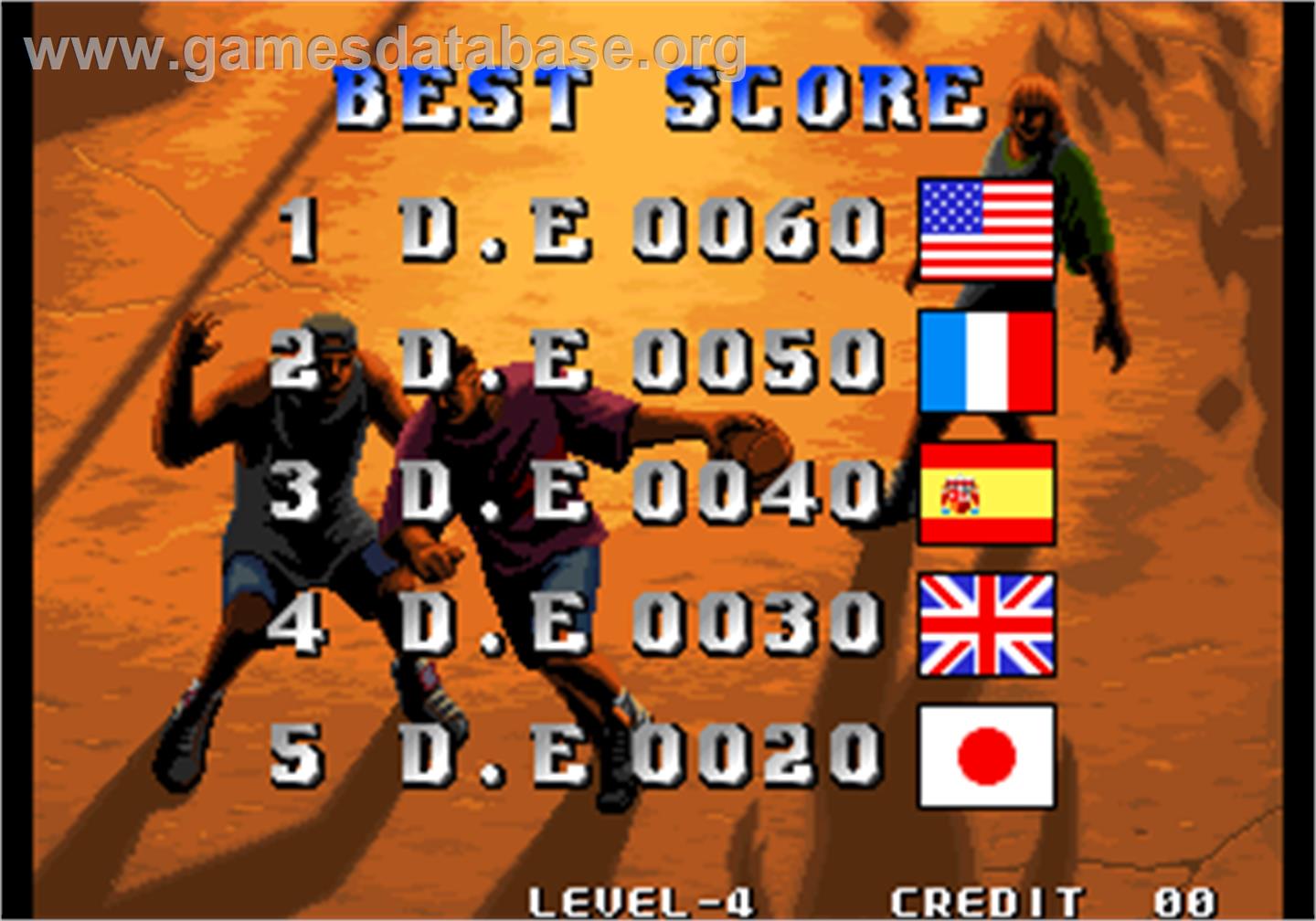 Street Hoop / Street Slam / Dunk Dream - Arcade - Artwork - High Score Screen