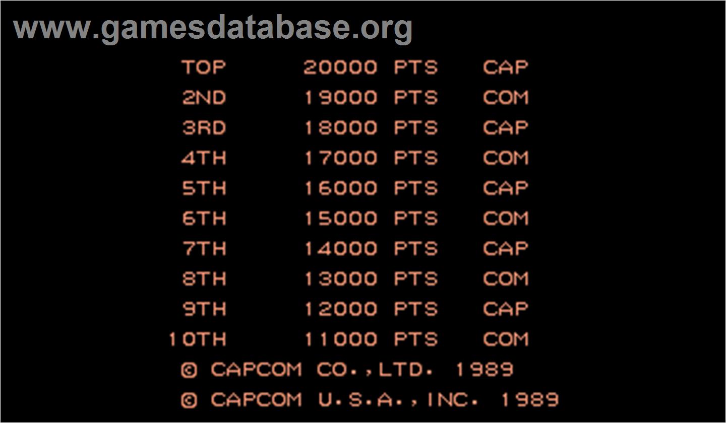 Strider - Arcade - Artwork - High Score Screen