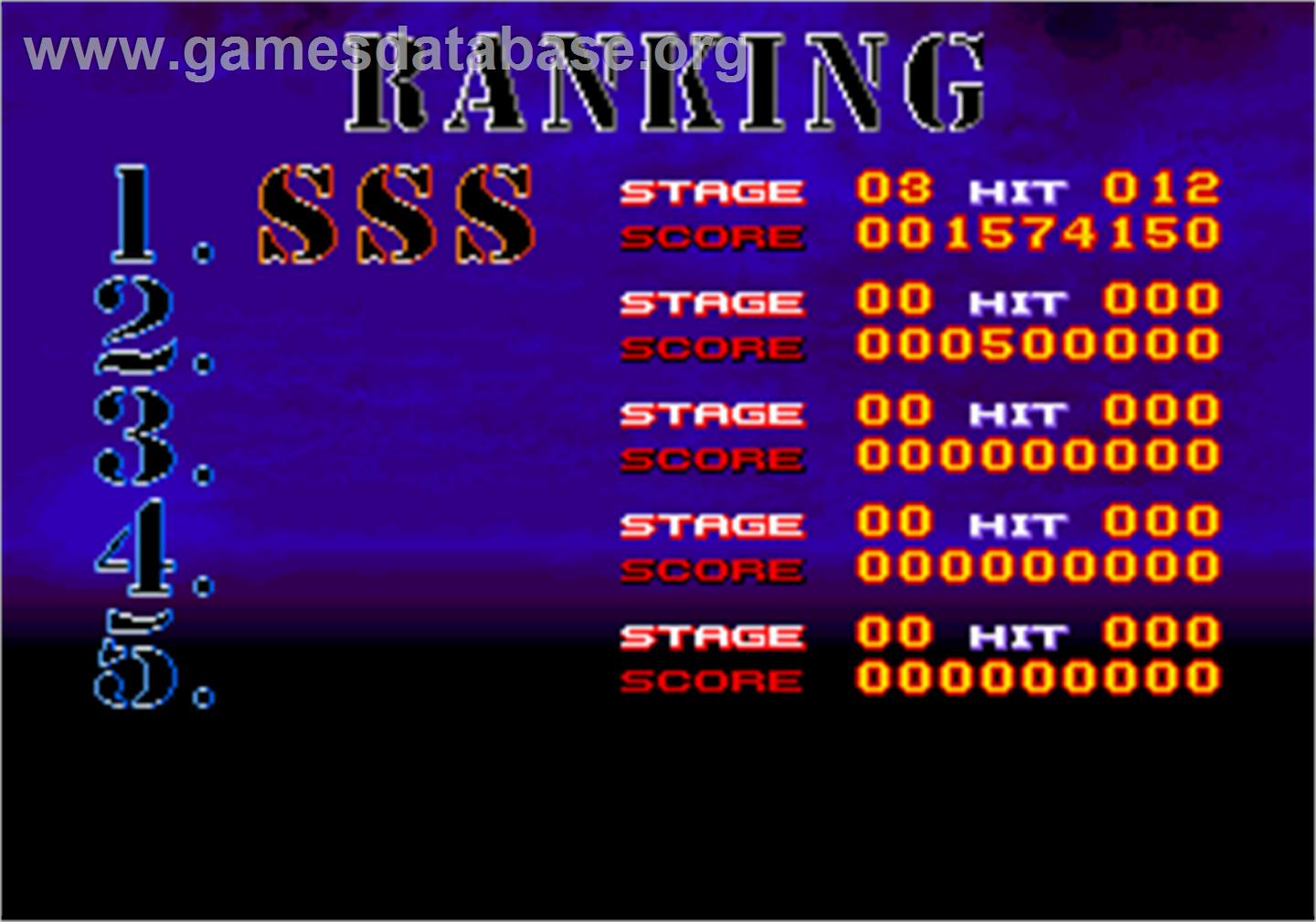 Strike Fighter - Arcade - Artwork - High Score Screen