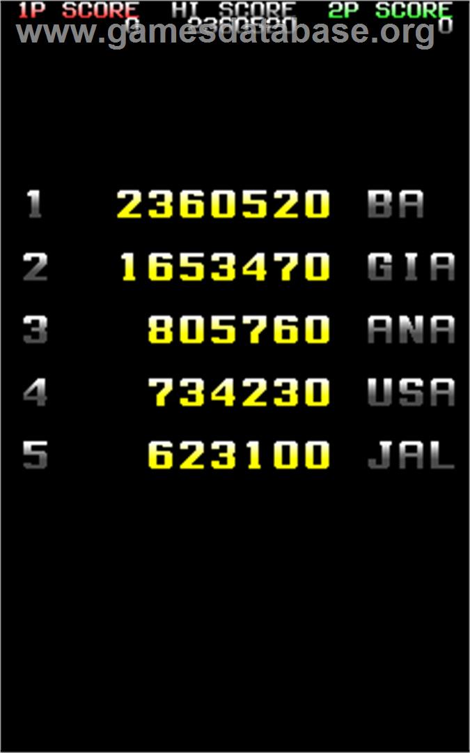 Strike Gunner S.T.G - Arcade - Artwork - High Score Screen