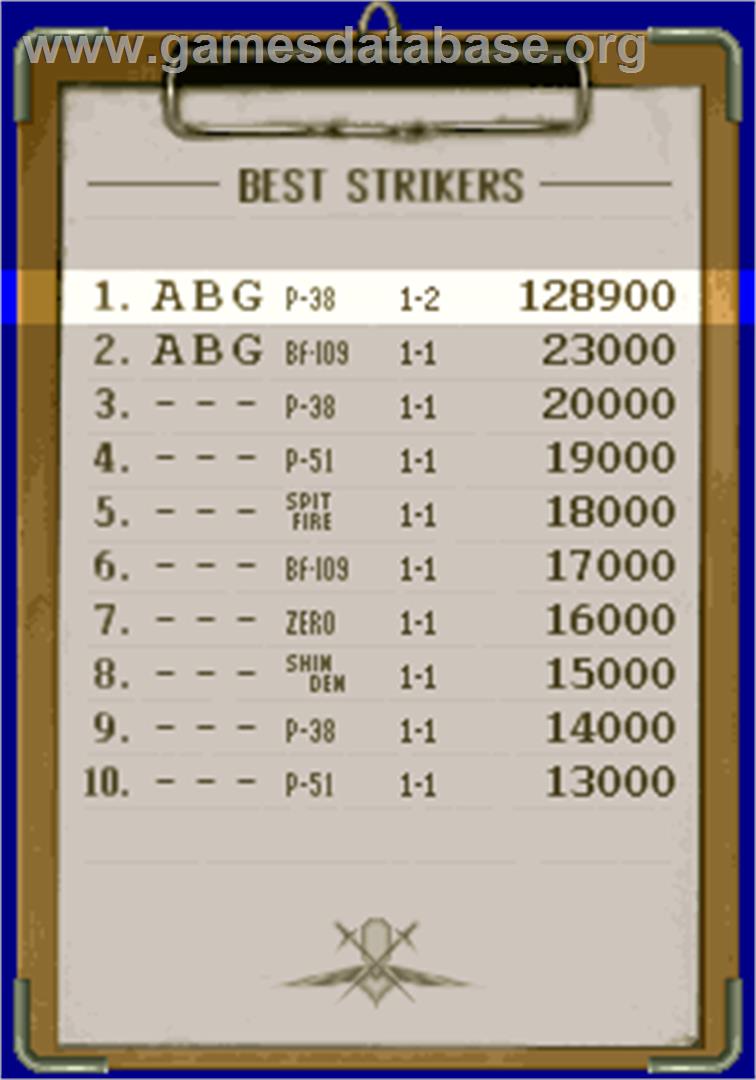 Strikers 1945 - Arcade - Artwork - High Score Screen