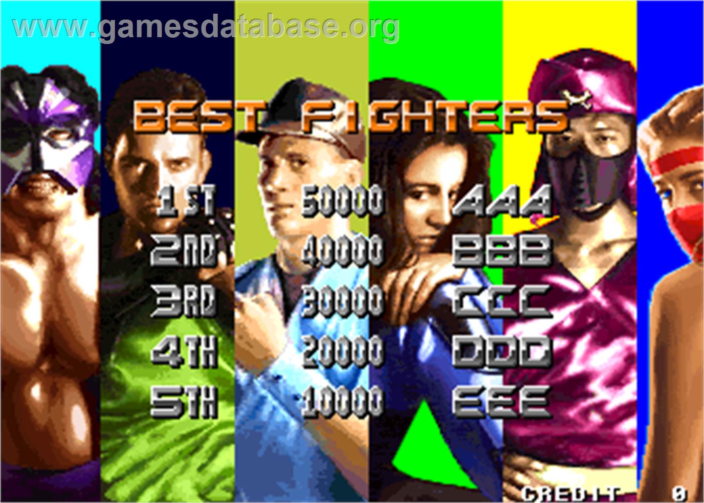 Survival Arts - Arcade - Artwork - High Score Screen