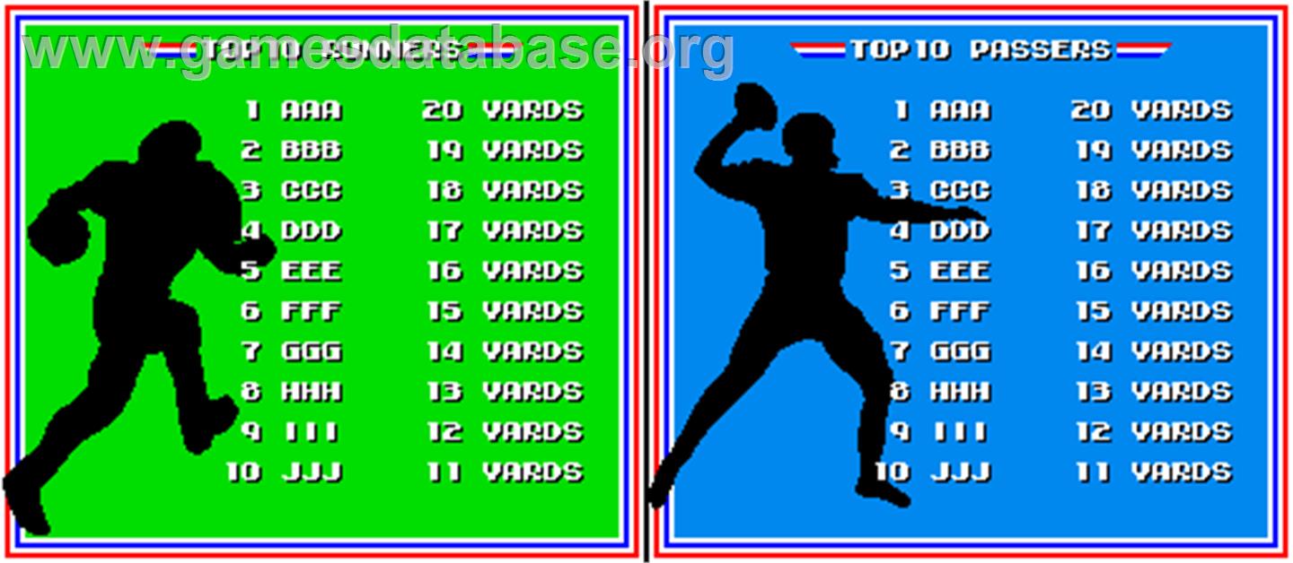 Tecmo Bowl - Arcade - Artwork - High Score Screen