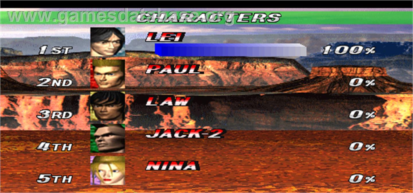 Tekken 2 Ver.B - Arcade - Artwork - High Score Screen