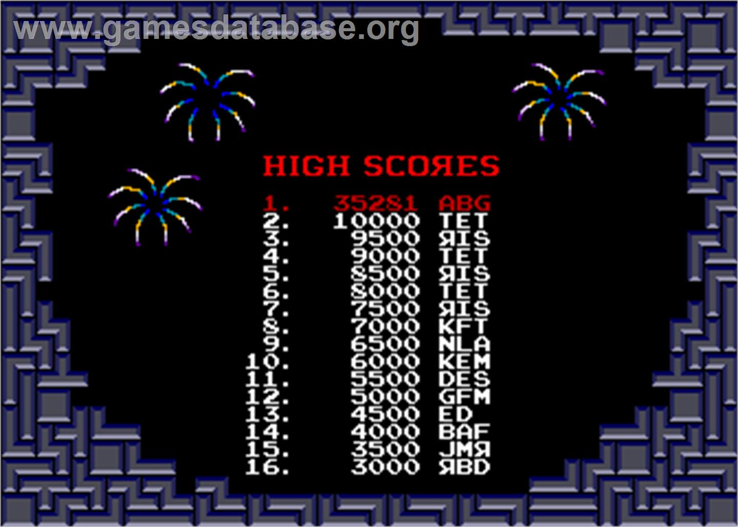 Tetris - Arcade - Artwork - High Score Screen