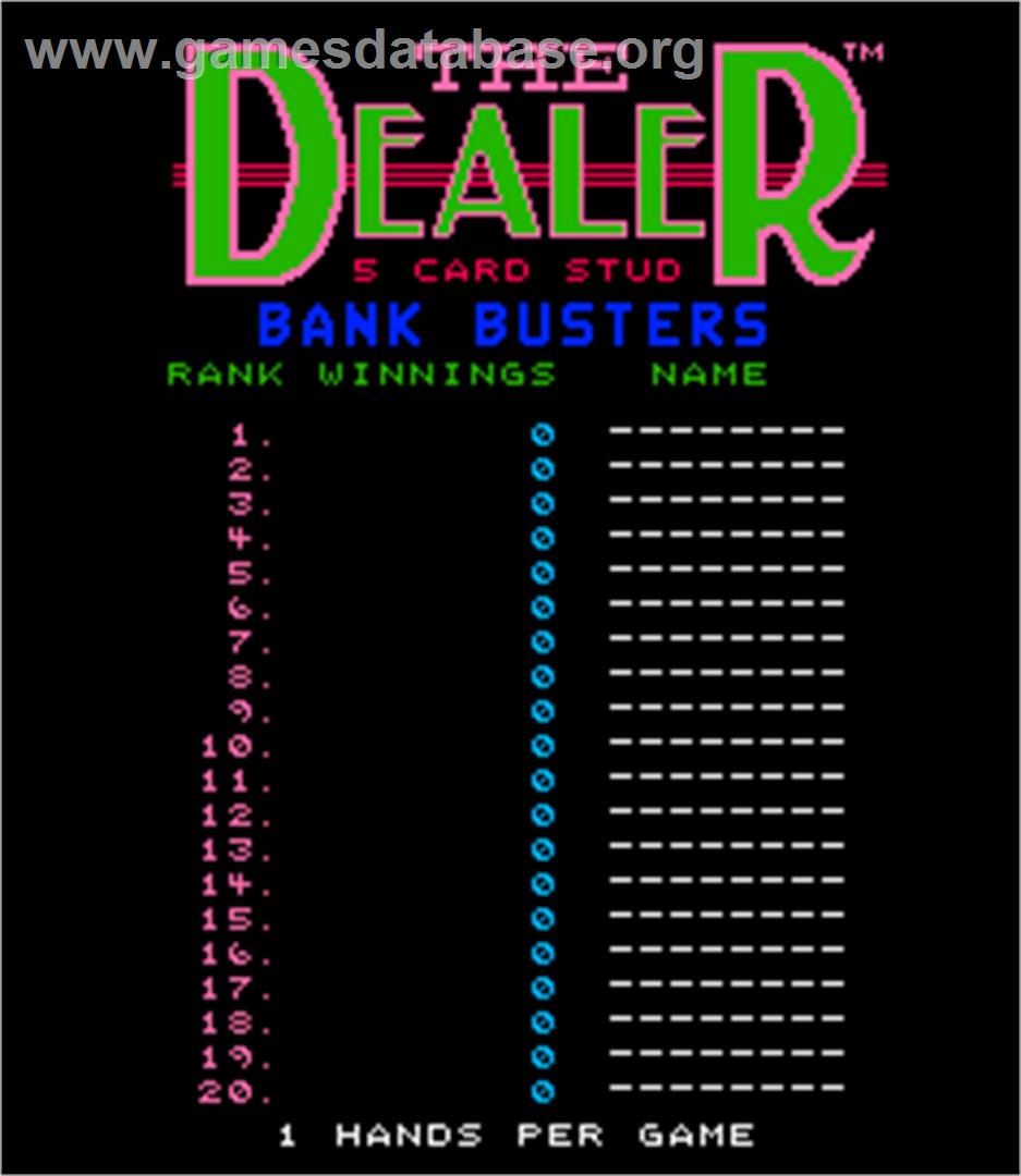 The Dealer - Arcade - Artwork - High Score Screen