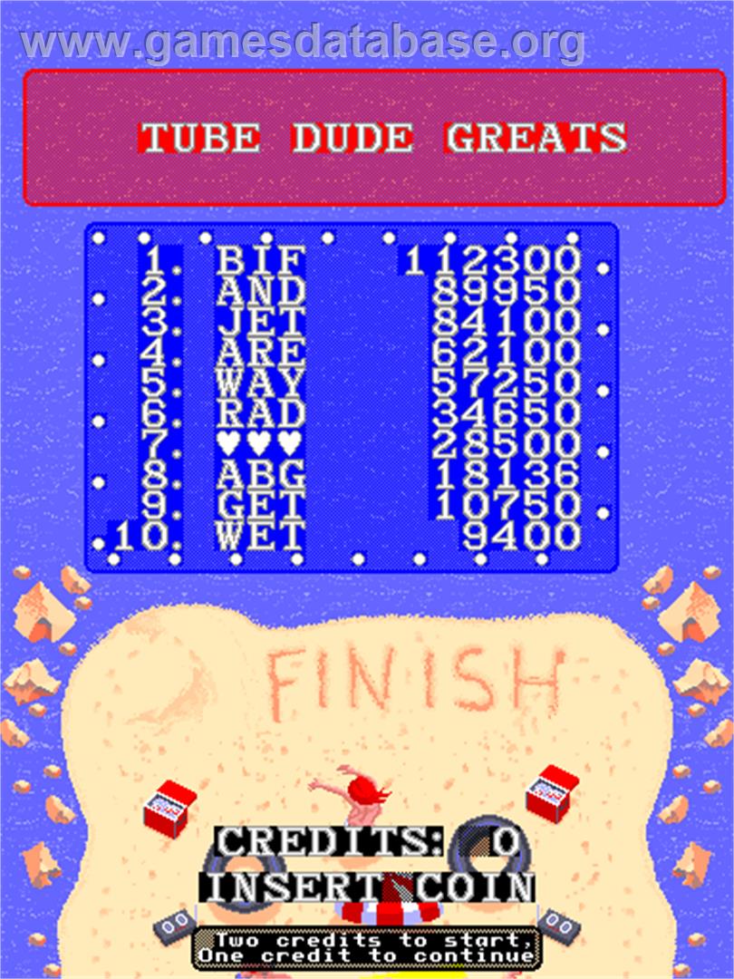 Toobin' - Arcade - Artwork - High Score Screen