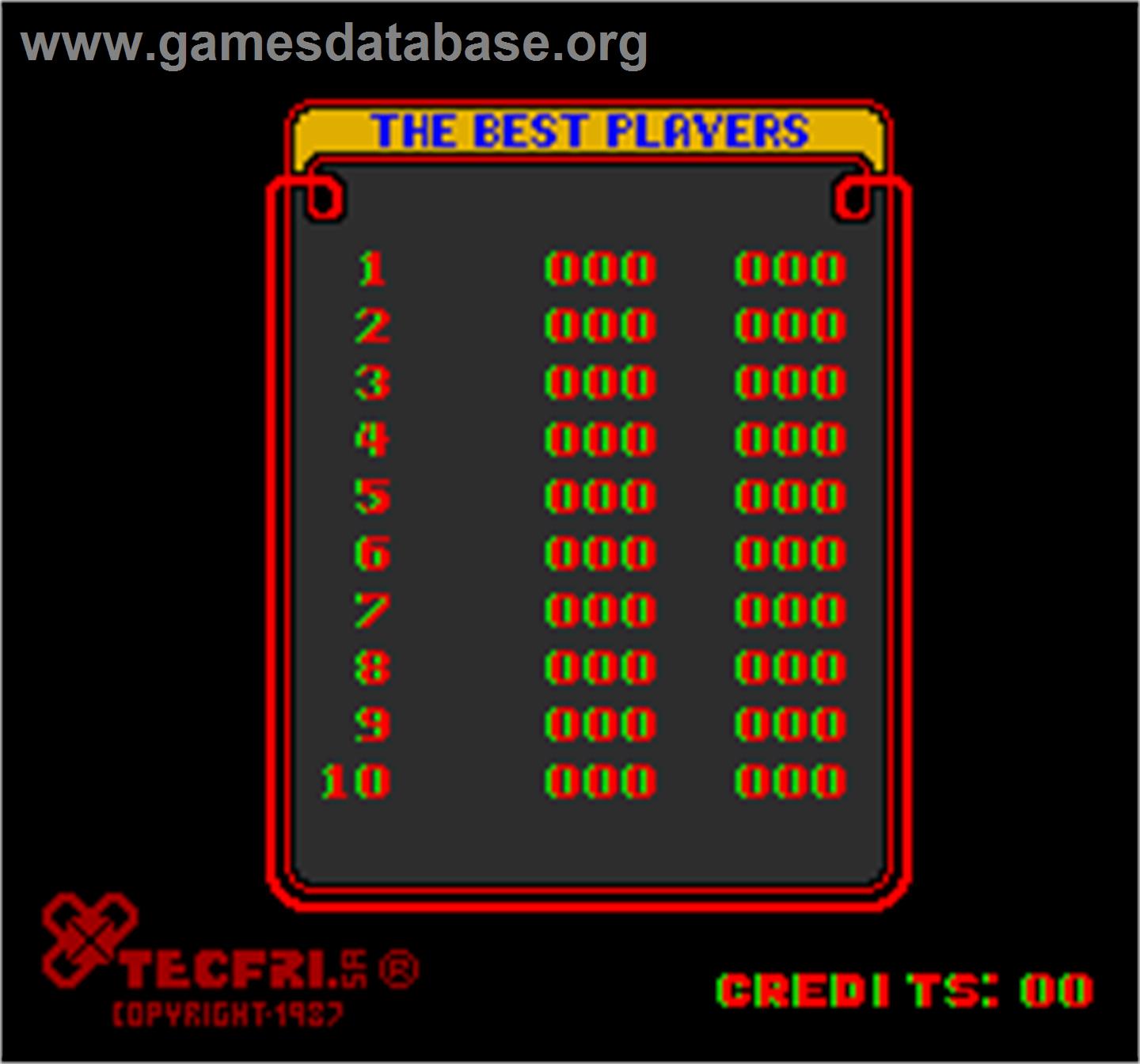 Tricky Doc - Arcade - Artwork - High Score Screen