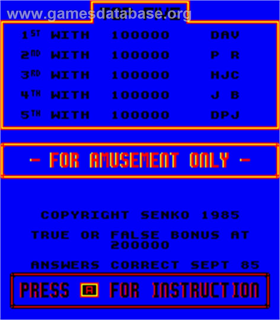 Trivia Challenge - Arcade - Artwork - High Score Screen