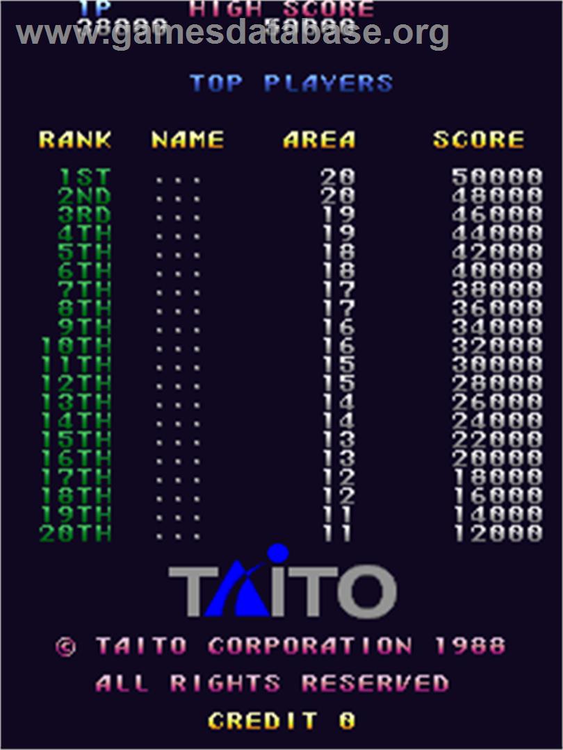 Truxton / Tatsujin - Arcade - Artwork - High Score Screen