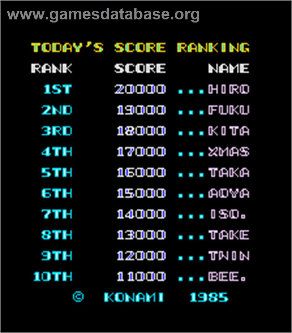 TwinBee - Arcade - Artwork - High Score Screen