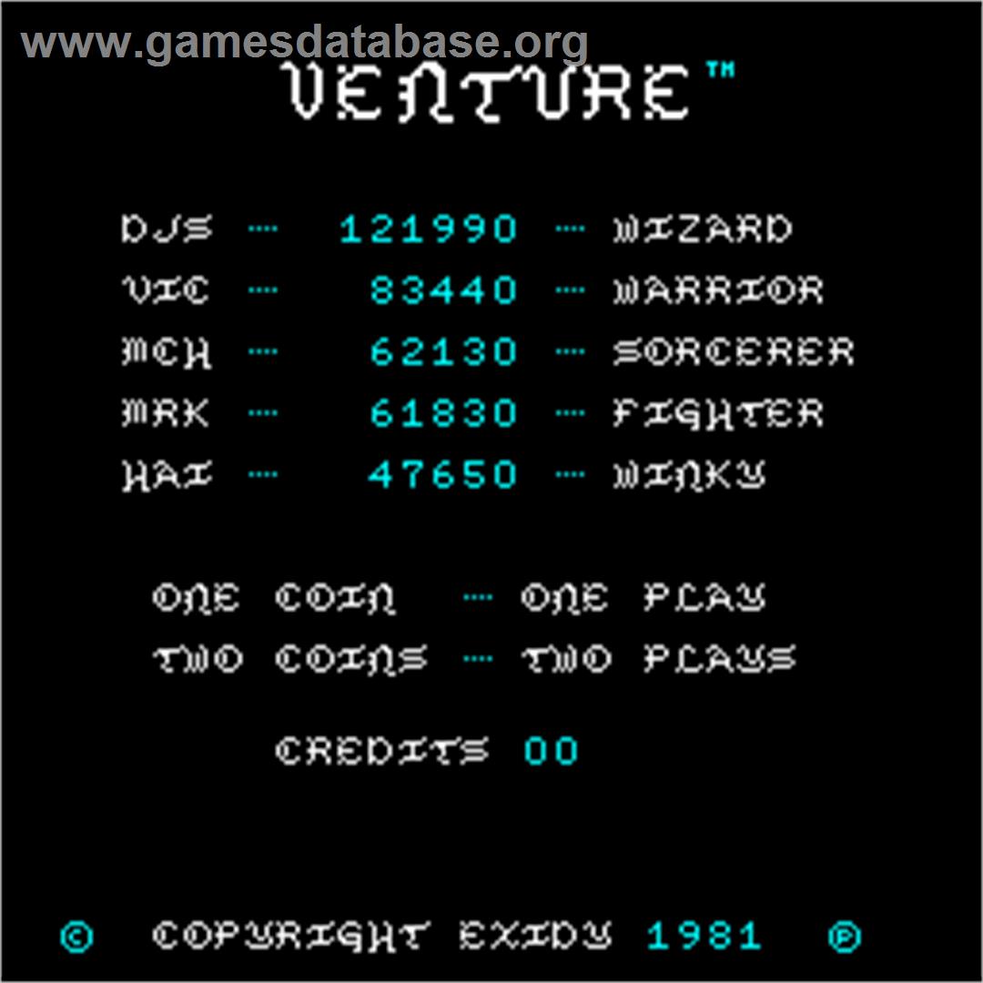 Venture - Arcade - Artwork - High Score Screen