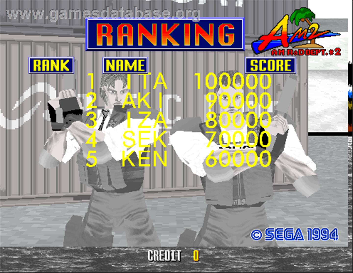 Virtua Cop - Arcade - Artwork - High Score Screen