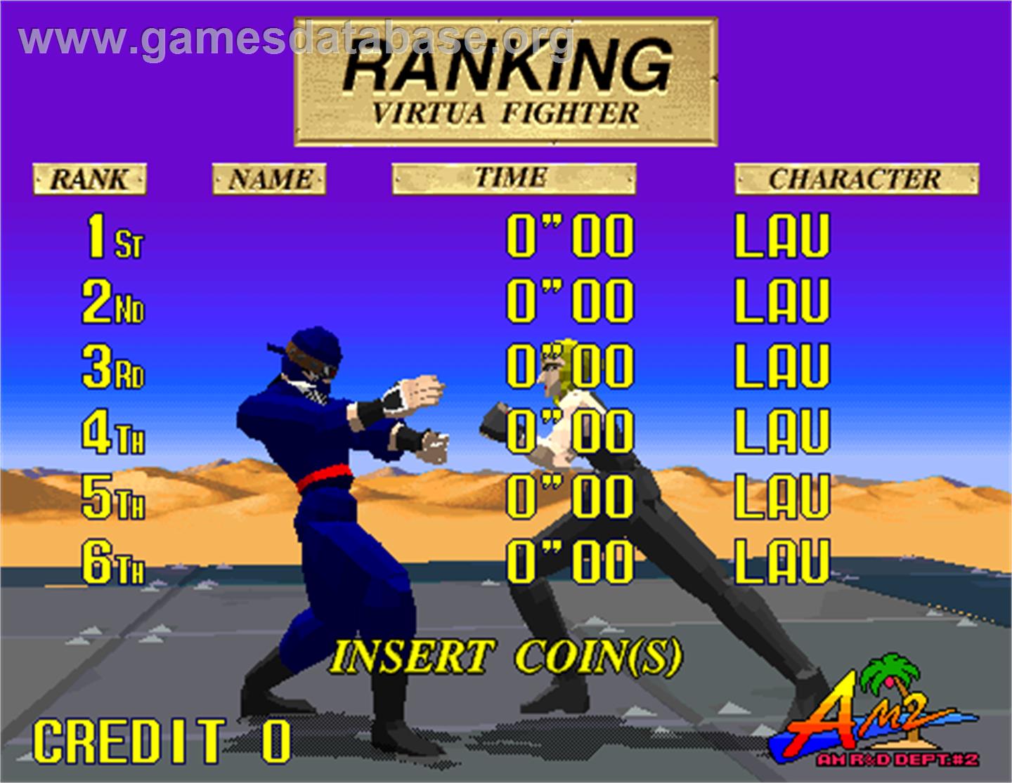 Virtua Fighter - Arcade - Artwork - High Score Screen