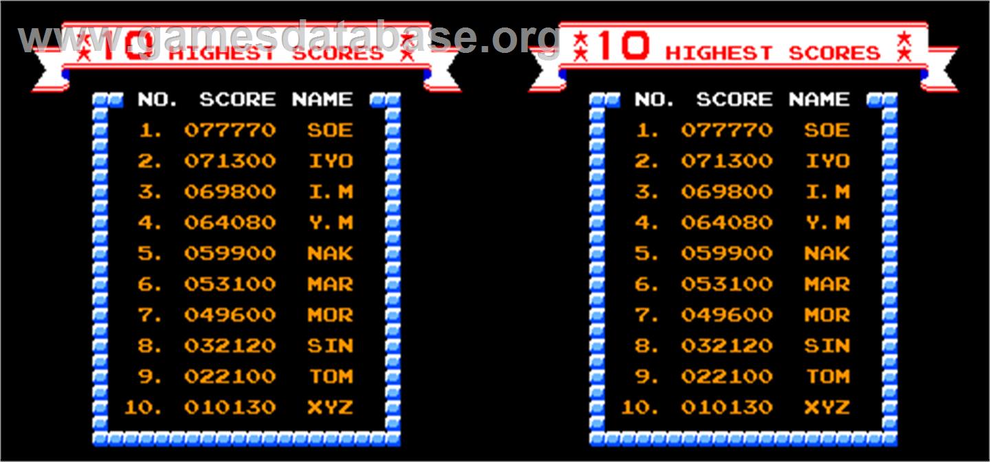 Vs. Ice Climber Dual - Arcade - Artwork - High Score Screen