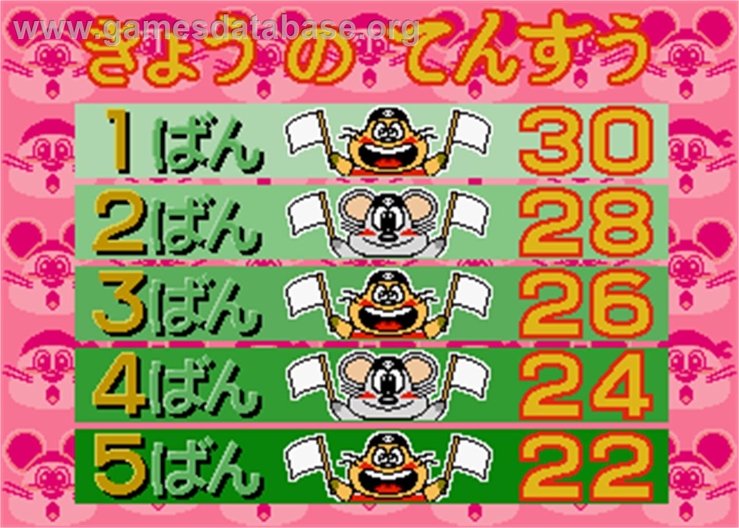 Waiwai Animal Land Jr. - Arcade - Artwork - High Score Screen