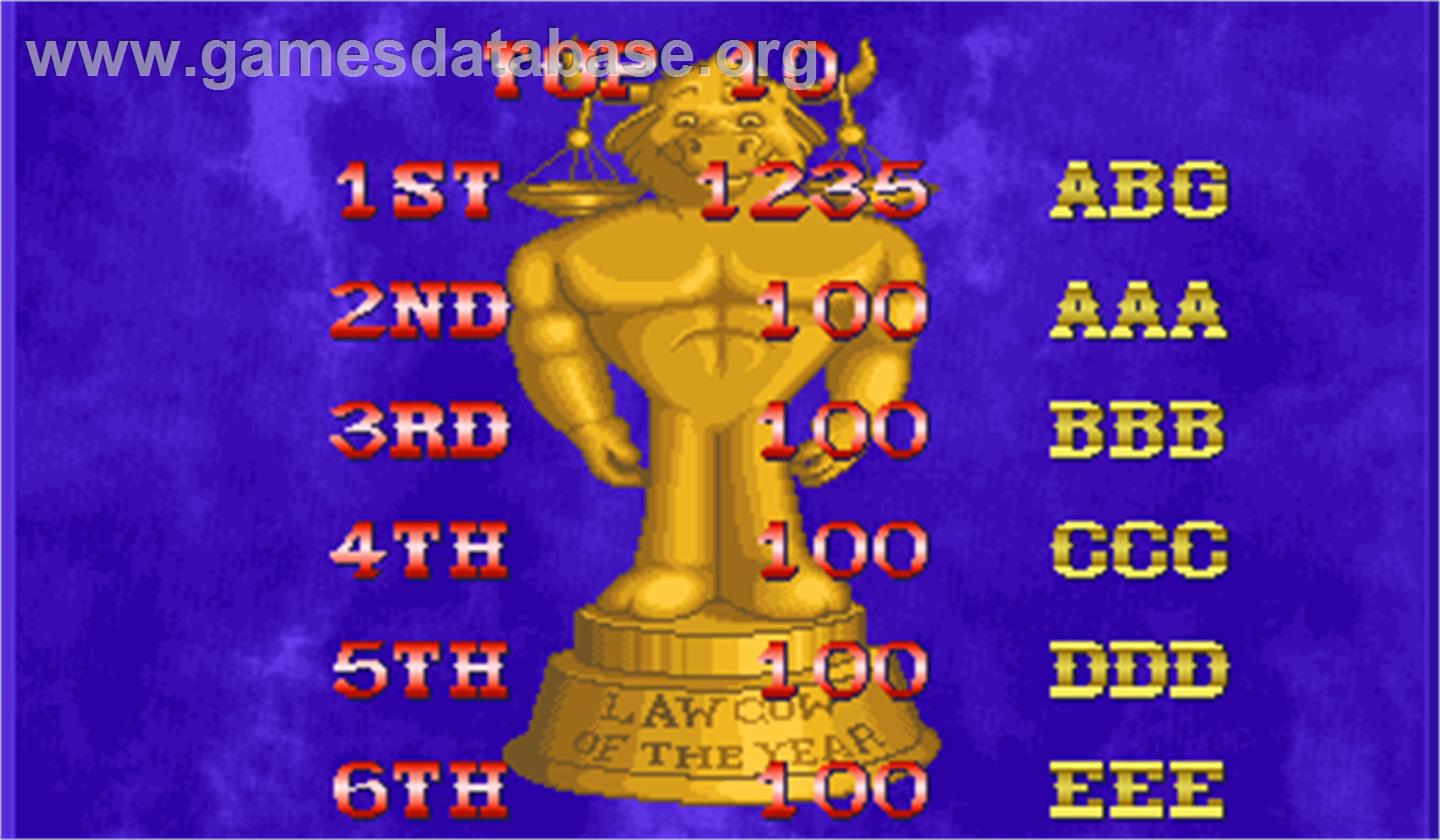 Wild West C.O.W.-Boys of Moo Mesa - Arcade - Artwork - High Score Screen