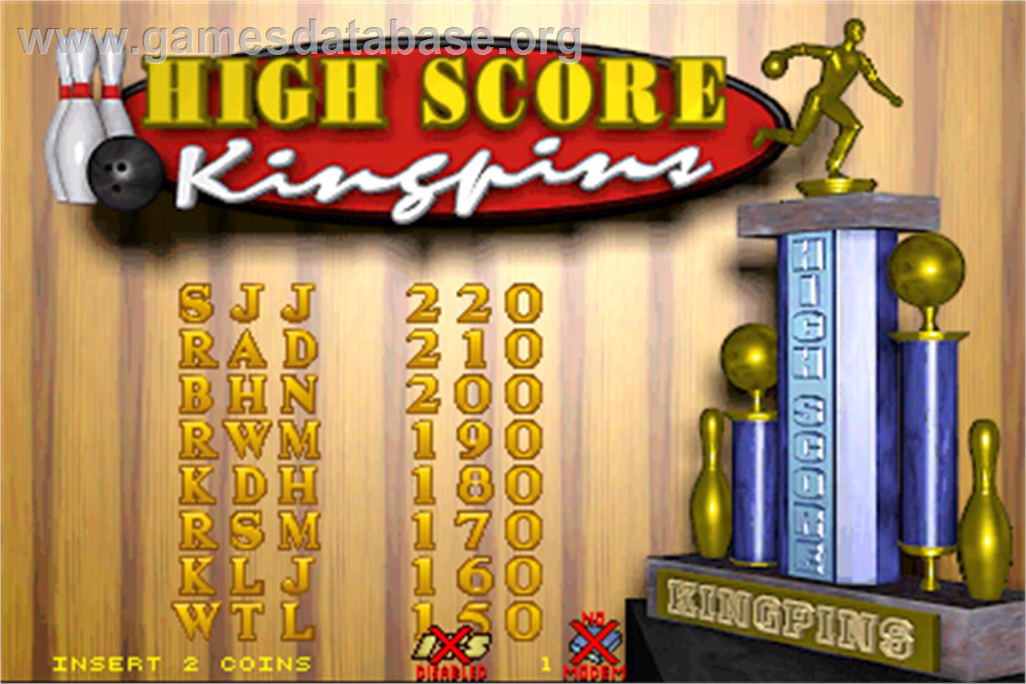 World Class Bowling Tournament - Arcade - Artwork - High Score Screen
