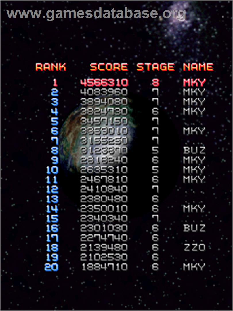 XII Stag - Arcade - Artwork - High Score Screen
