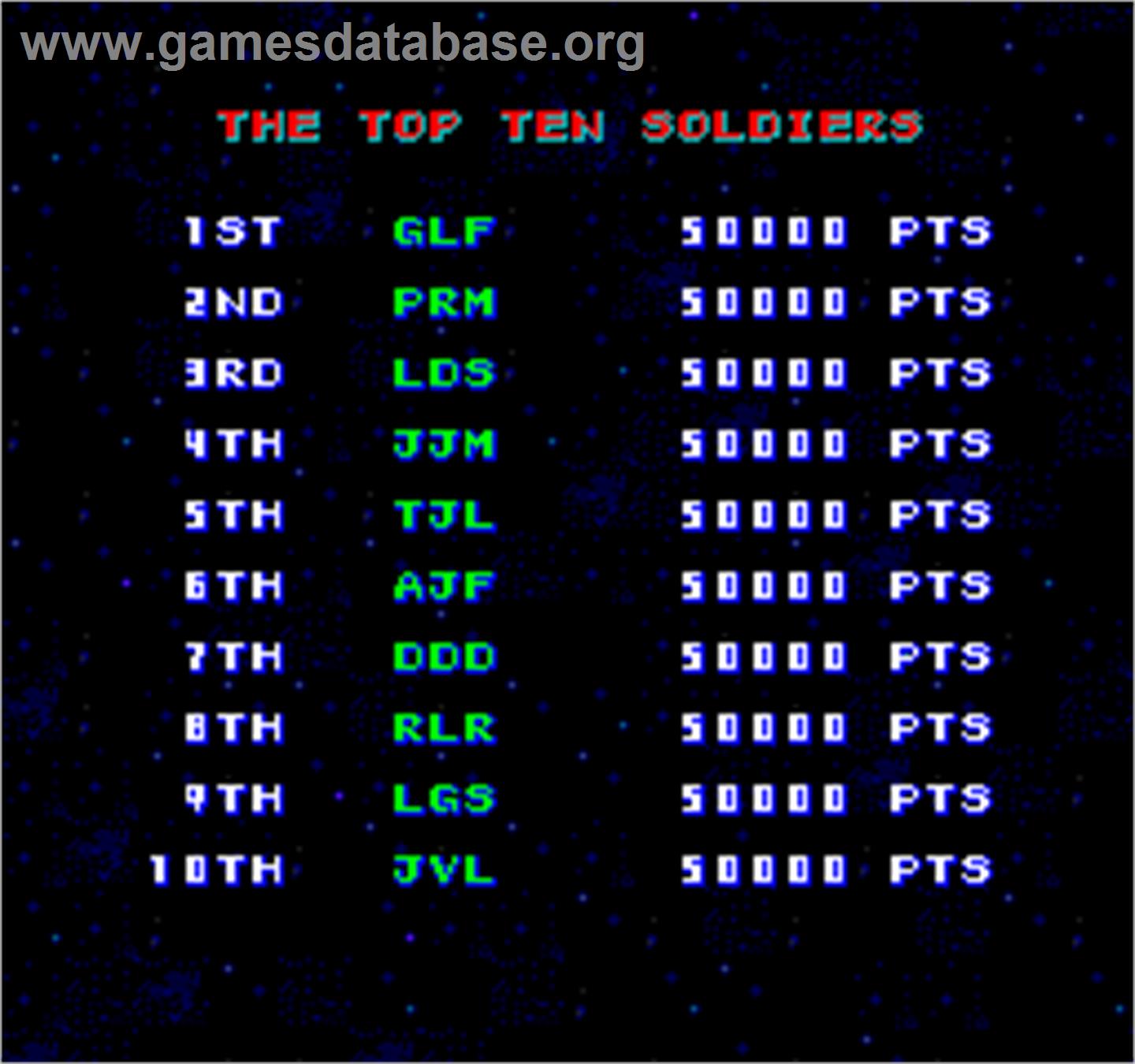 Xain'd Sleena - Arcade - Artwork - High Score Screen