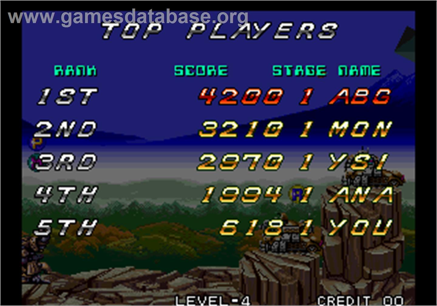 Zed Blade / Operation Ragnarok - Arcade - Artwork - High Score Screen