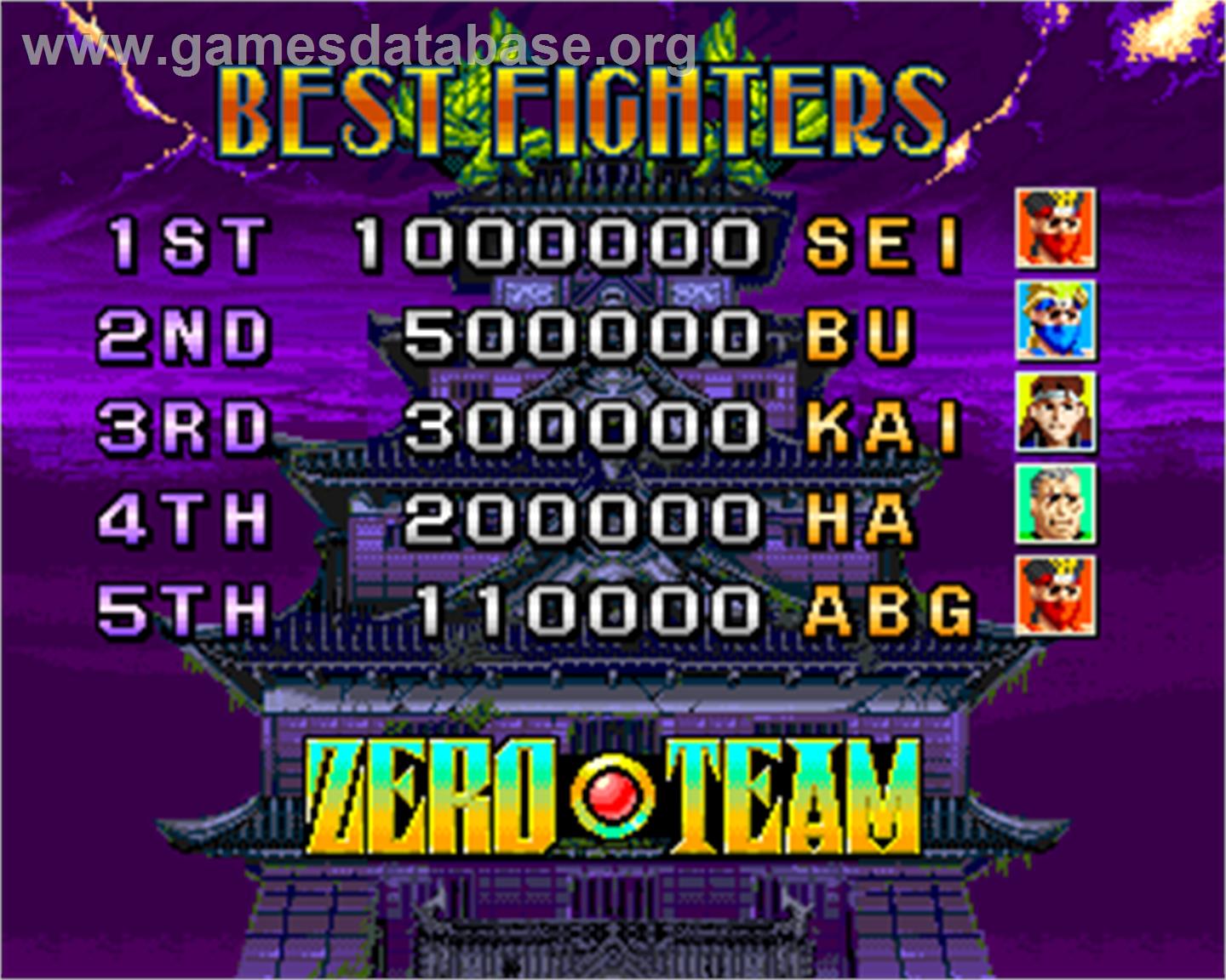 Zero Team - Arcade - Artwork - High Score Screen
