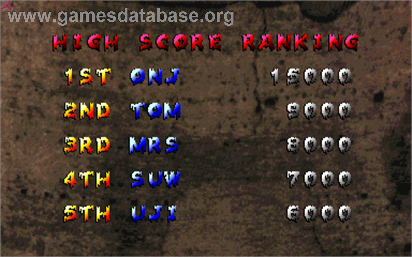 Zombie Raid - Arcade - Artwork - High Score Screen