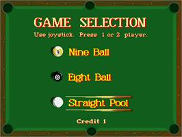 Select Screen for 9-Ball Shootout.