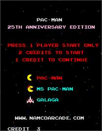 Select Screen for Pac-Man - 25th Anniversary Edition.