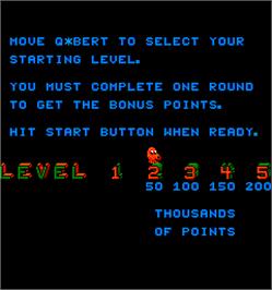 Select Screen for Q*bert's Qubes.