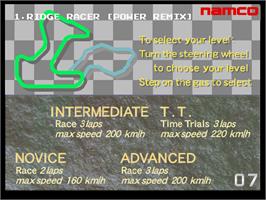 Select Screen for Ridge Racer.