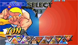 Select Screen for Street Fighter III 2nd Impact: Giant Attack.