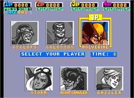 Select Screen for X-Men.