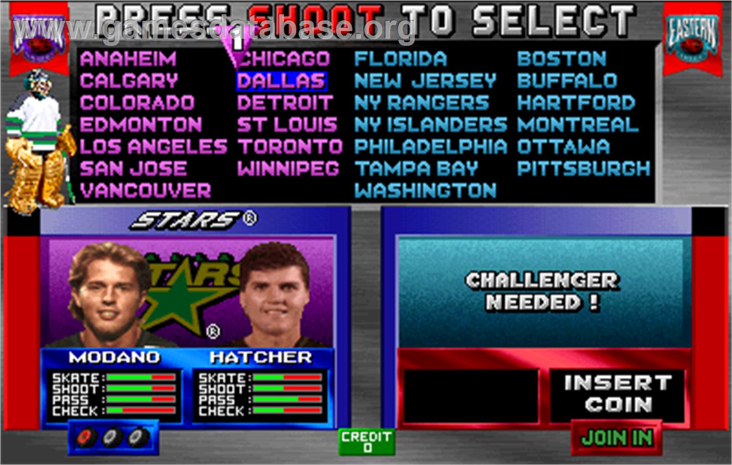 2 On 2 Open Ice Challenge - Arcade - Artwork - Select Screen
