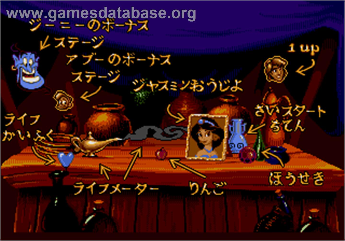 Aladdin - Arcade - Artwork - Select Screen