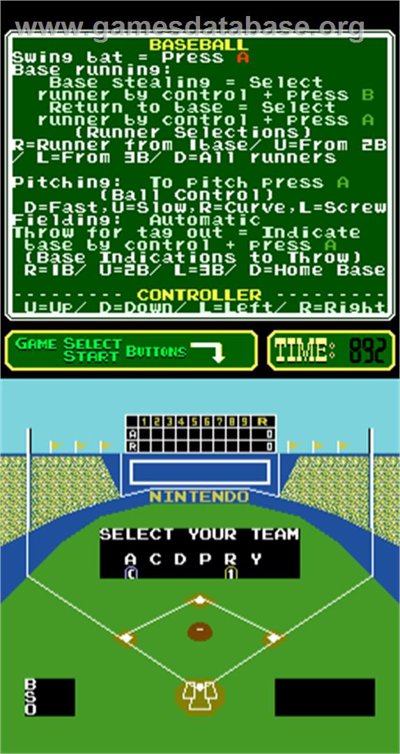 Baseball - Arcade - Artwork - Select Screen