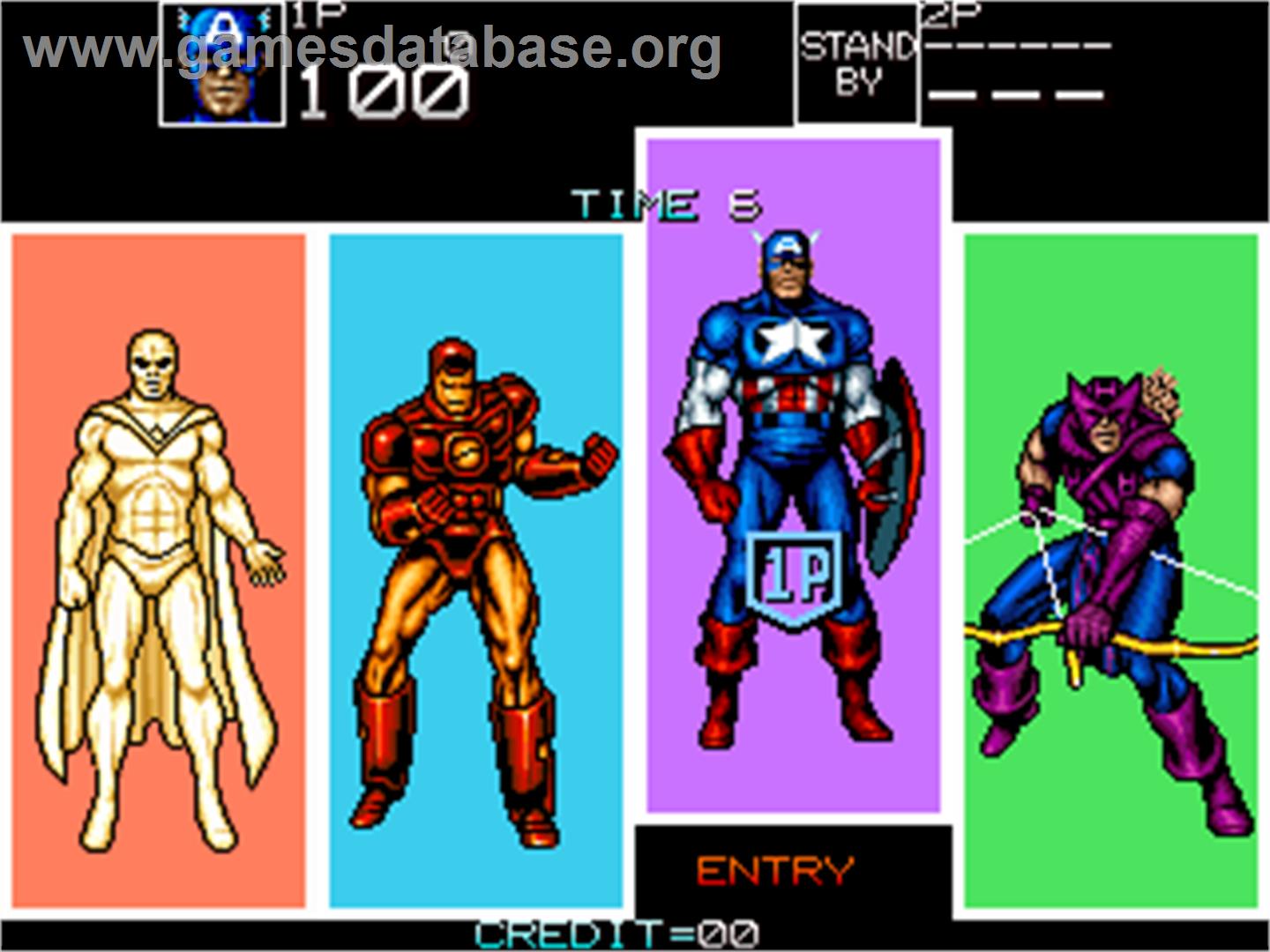 Captain America and The Avengers - Arcade - Artwork - Select Screen