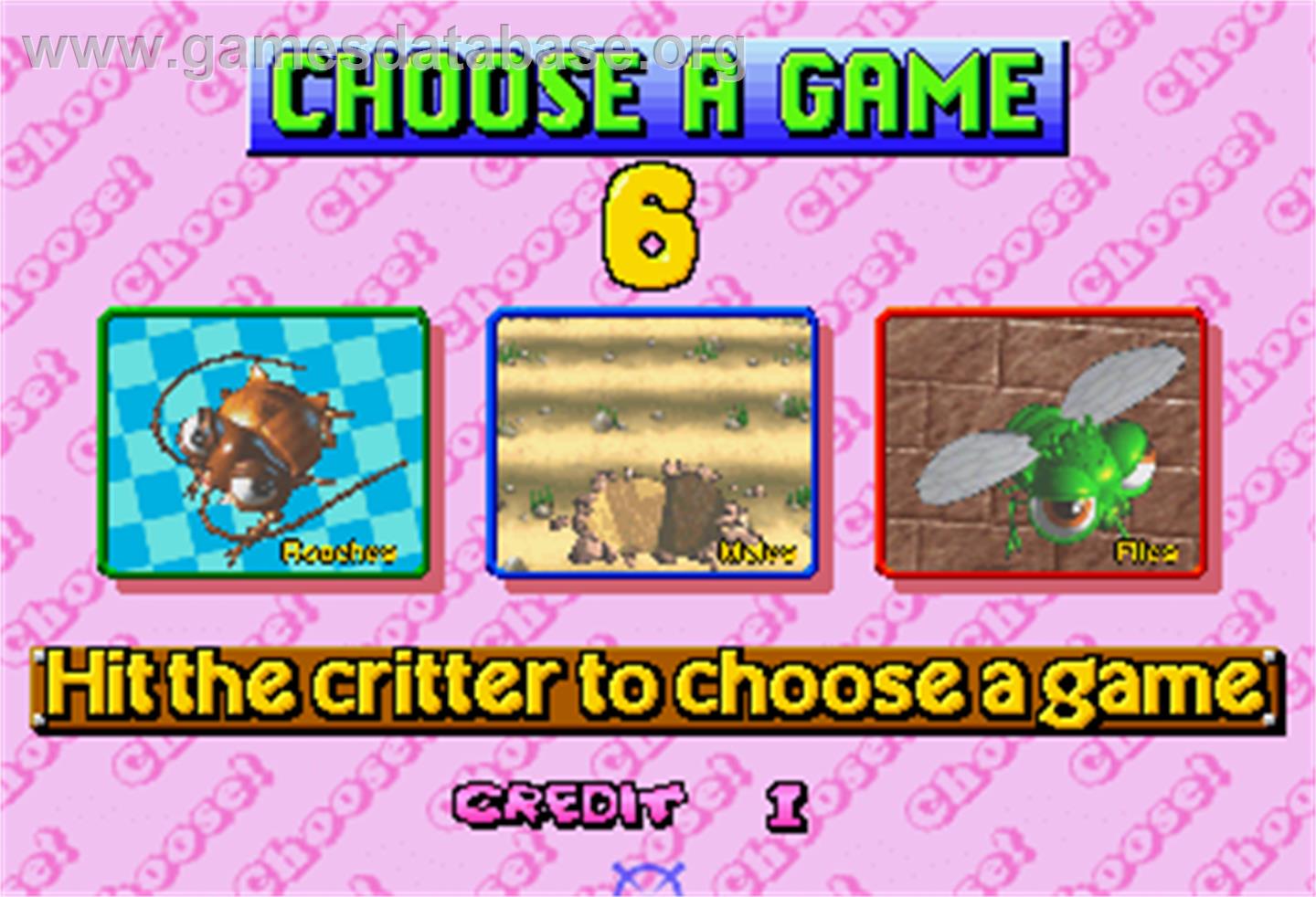 Critter Crusher - Arcade - Artwork - Select Screen